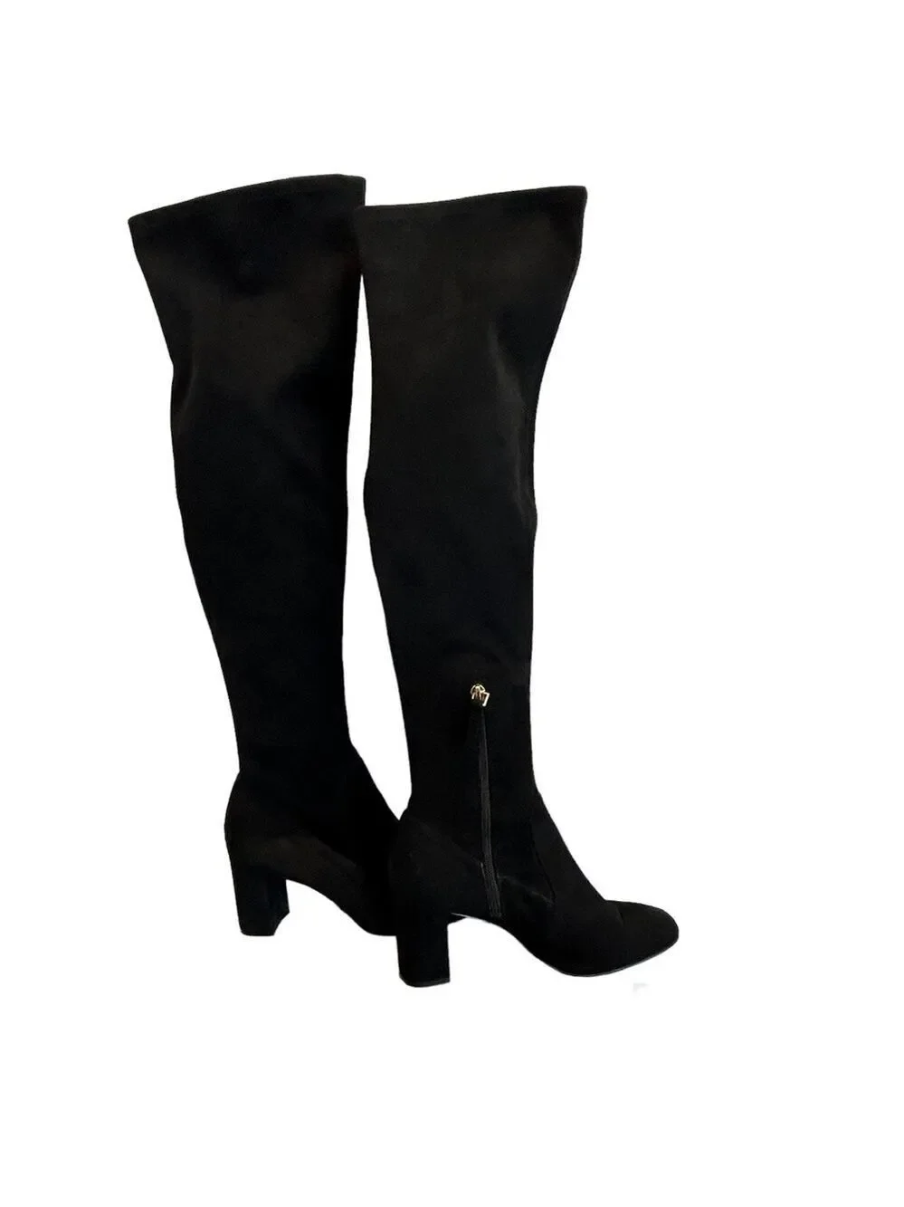 NINE West black faux suede over the knee high heel boots Sz 8.5